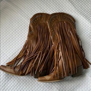 Brown Fringe Western Boots